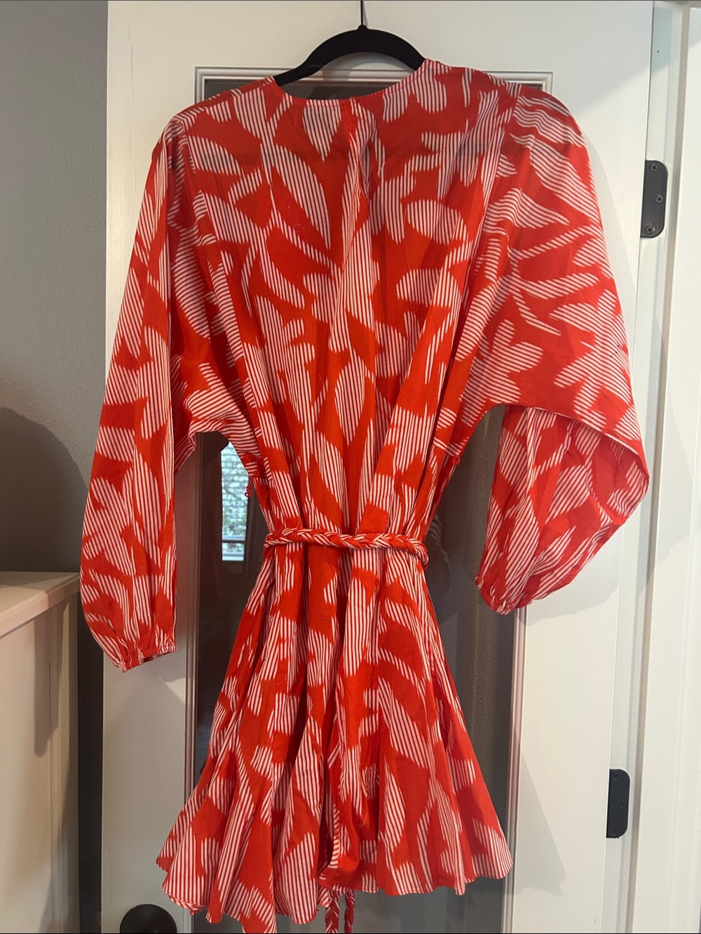 RHODE Red and White Floral-Print Tie-Waist Dress - Picture 2 of 3